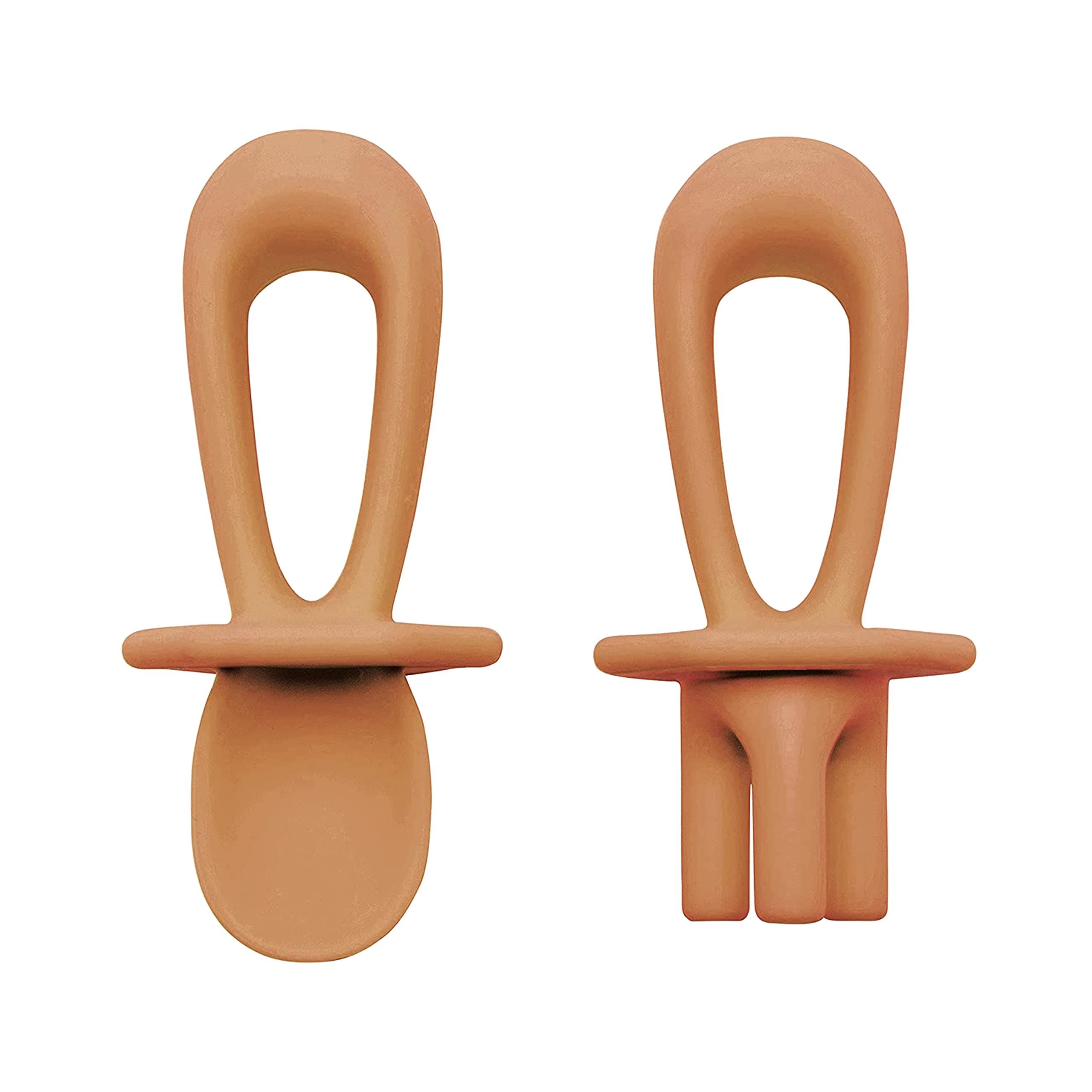 Tiny Twinkle Silicone Training Utensils - Baby Spoons & Baby Forks For Self-Feeding Training - Silicone Baby Led Weaning Utensil